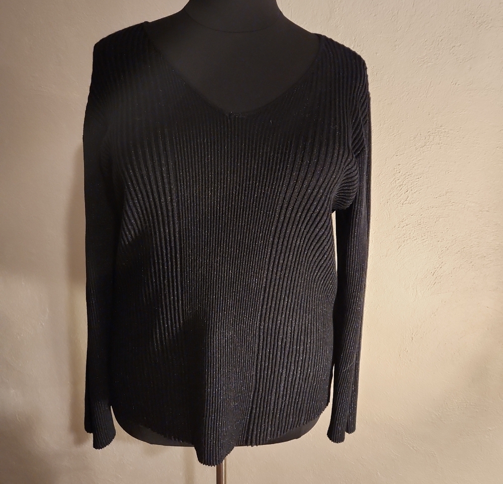 Alfani Women's Black V-Neck Ribbed Knit Sweater 3X